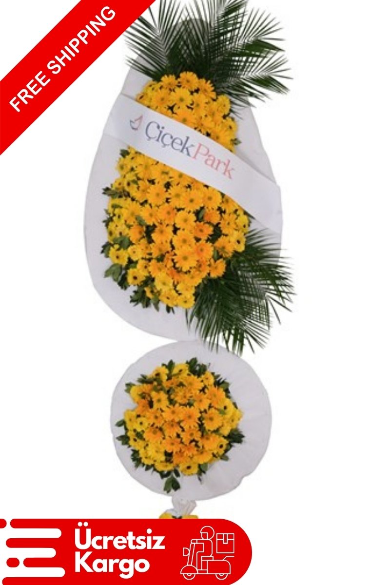 Sarı Gerberalar 2 Katlı Çelenk
